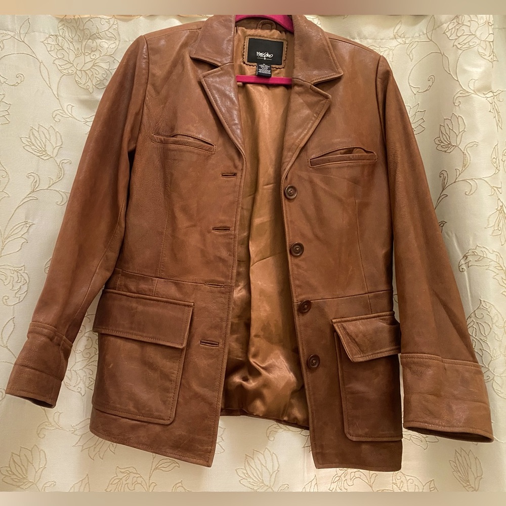 Mossimo Chestnut Leather Vintage Jacket